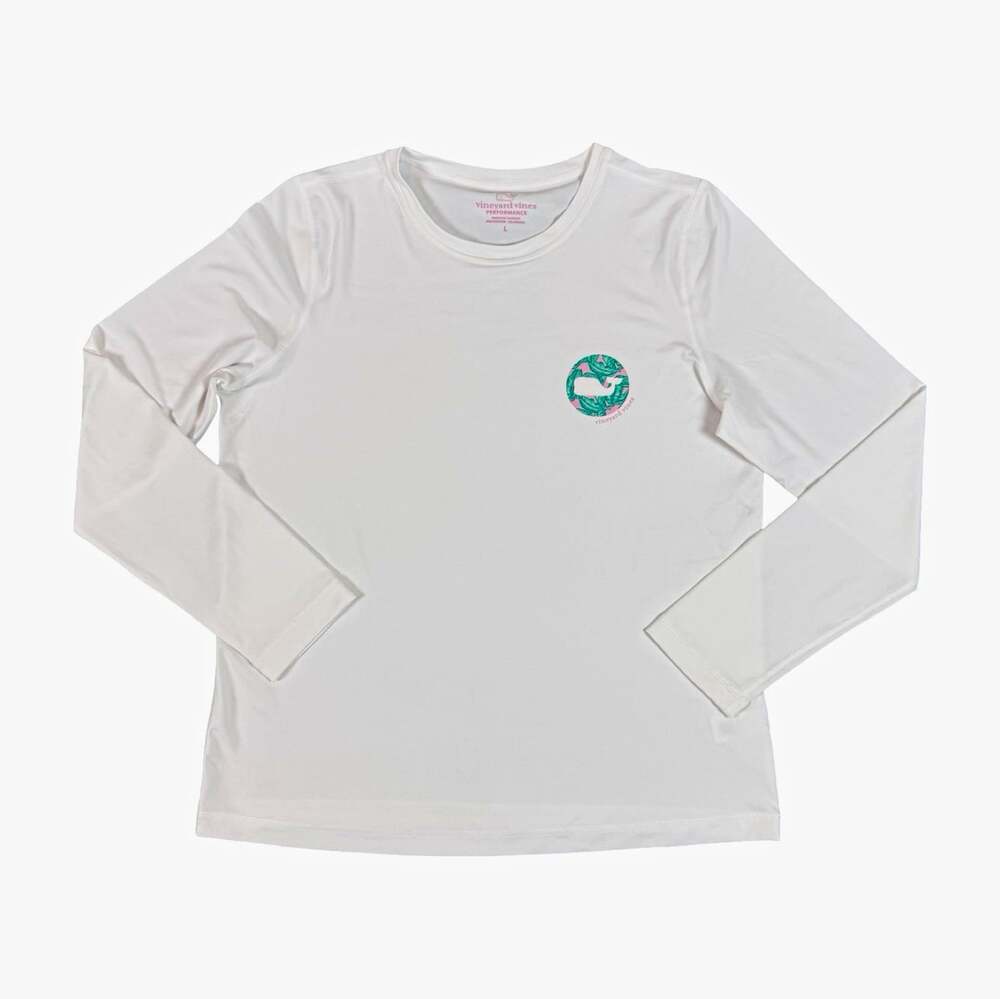 Vineyard Vines Performance Men's White Whale Logo Crewneck Long Sleeve Tee L